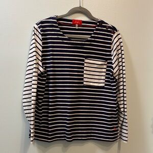Joules Navy and Cream Striped Long Sleeve Top